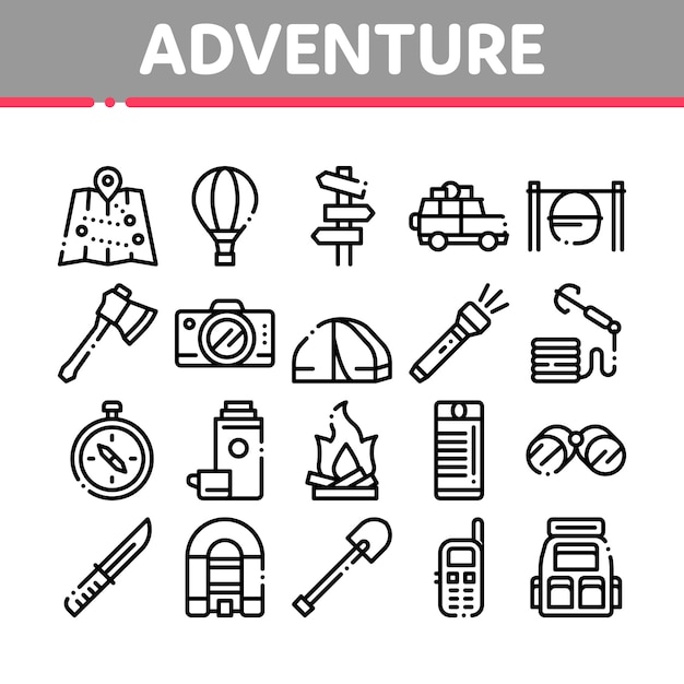 Adventure Collection Elements Icons Set