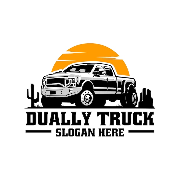 Adventure dually truck logo design 4x4 truck vector isolated