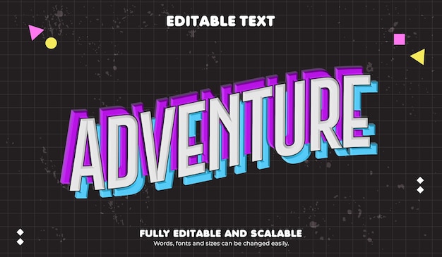Adventure Editable Text Effect nineties style.