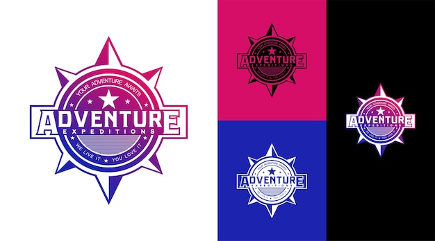 Adventure Expedition Star Badge Logo Design Concept