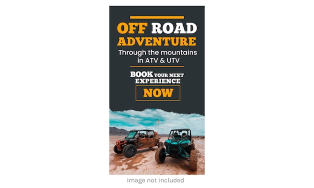 Vector adventure experience trips in quad atv utv instagram stories banner