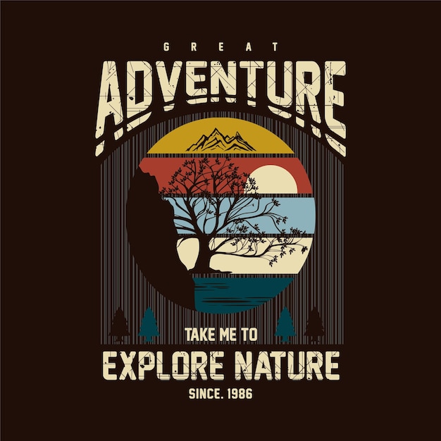 Vector adventure explore the nature urban outdoor graphic vector print