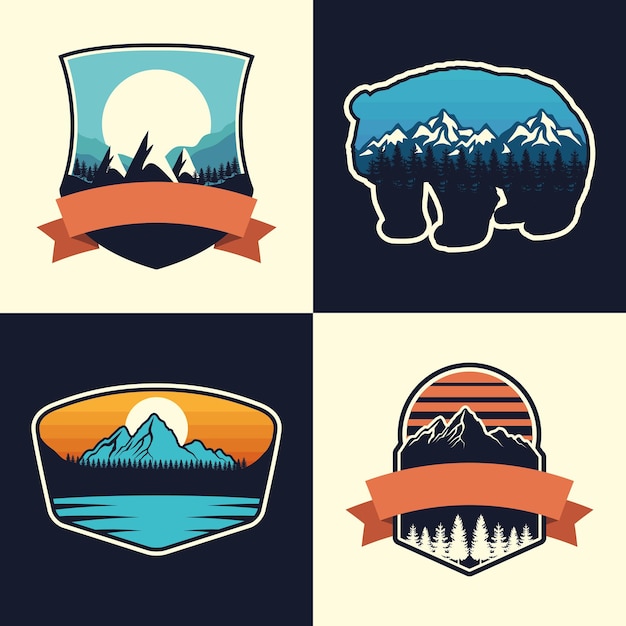 Vector adventure four badges set