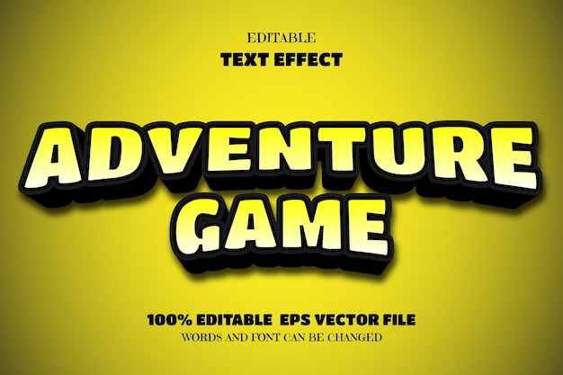 Vector adventure game text editable font effect