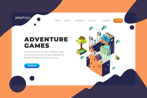 Vector adventure games - vector landing page