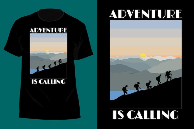 벡터 adventure is calling t 셔츠 디자인 레트로 빈티지