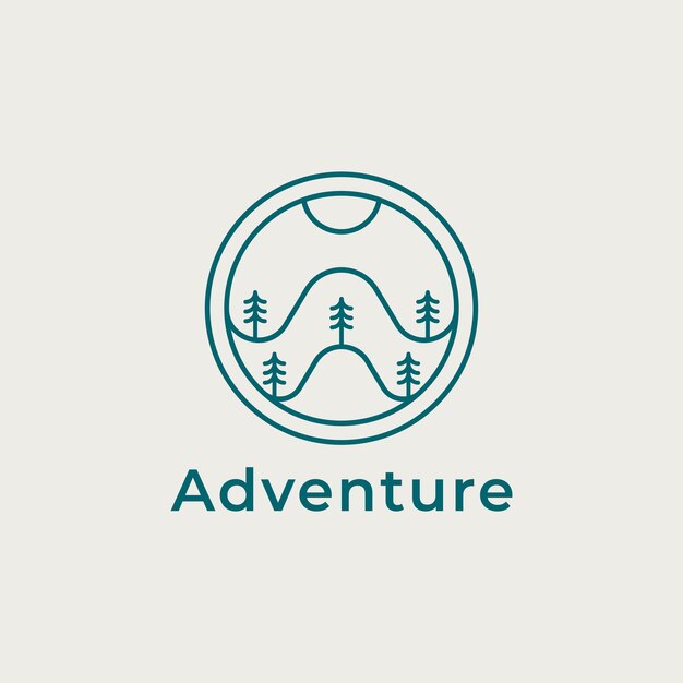 Vector adventure line art outline logo design vector