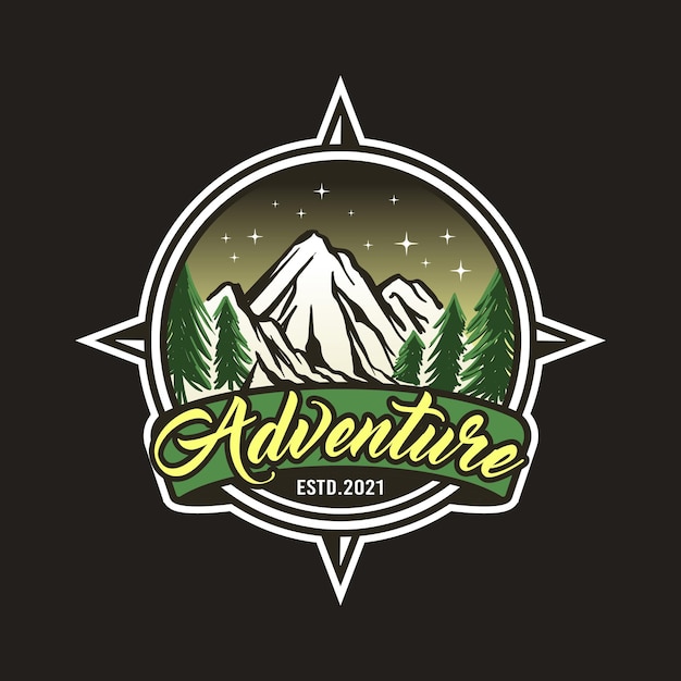 Logo di avventura e modello premium di badge