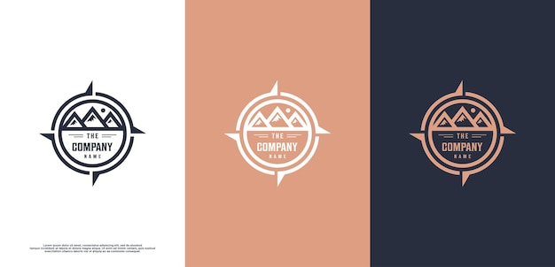 Adventure logo design with compass and mountain elements