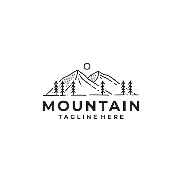 Adventure logo, Mountain hand drawn vector