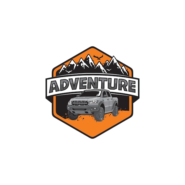 Adventure logo with off road car