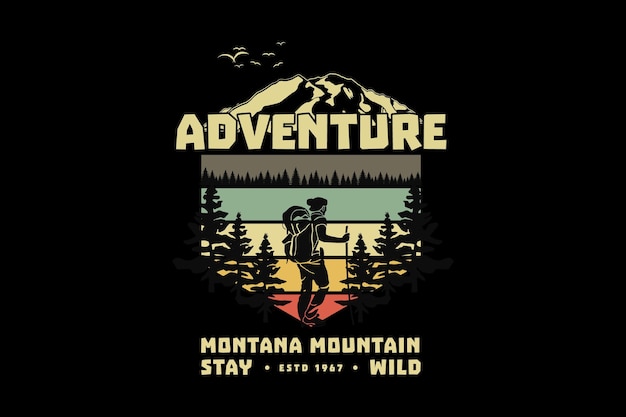 .adventure montana rimani selvaggio, design in stile retrò nevischio