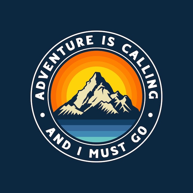 Adventure mountain colorful badge design