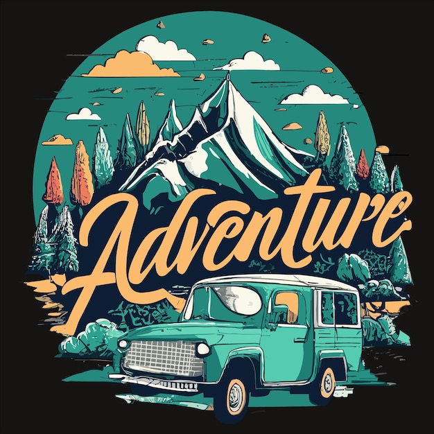 Vector adventure mountain vintage vector illustration for t shirt poster banner clip art outdoor camping