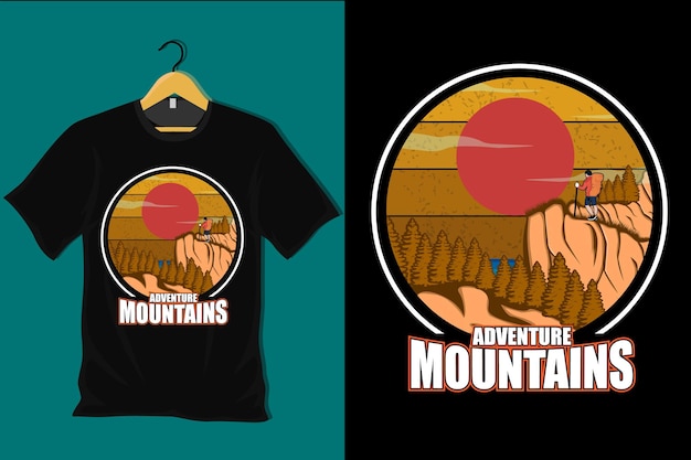 Приключения горы ретро винтаж футболка дизайн