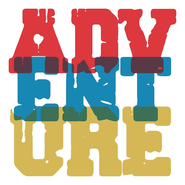 Vector adventure multi color typo print design