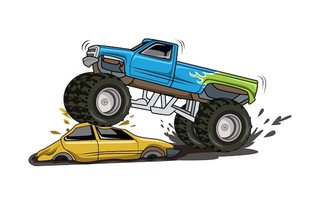 Vettore avventura fuoristrada grande monster truck 4x4 illustrazione