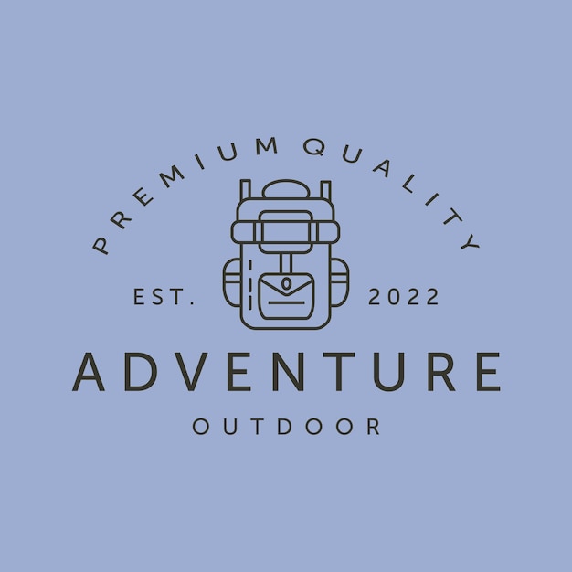 Adventure outdoor backpack line art logo vector symbol illustration design