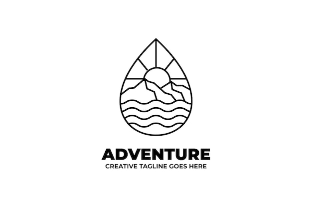 Вектор Логотип adventure outdoor camp monoline