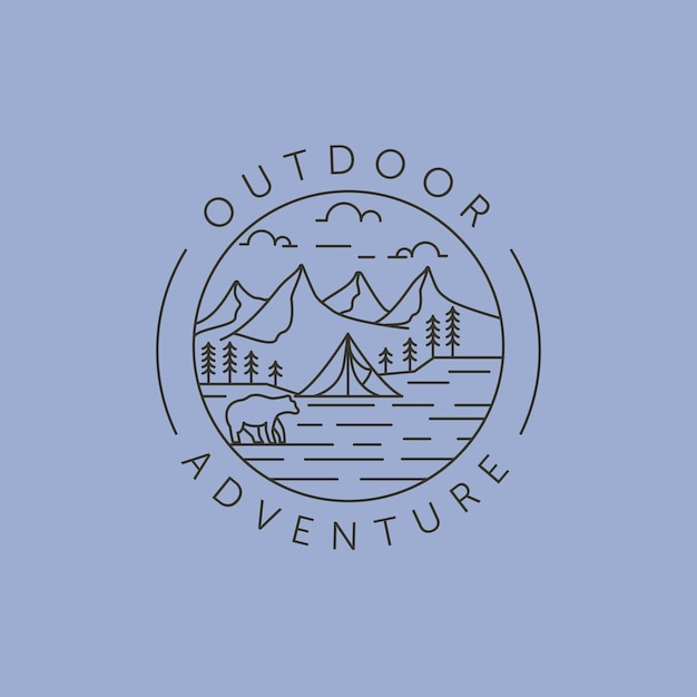 adventure outdoor line art logo vector symbol illustration design