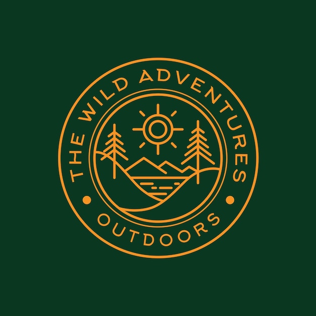 Adventure outdoor logo design badge line art illustration