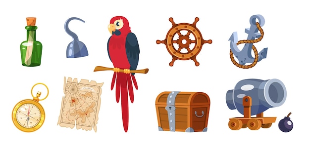 Adventure pirate set cartoon vector