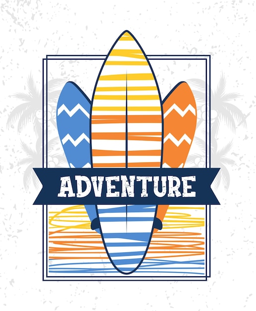 Adventure surfboard poster en kledingconcept