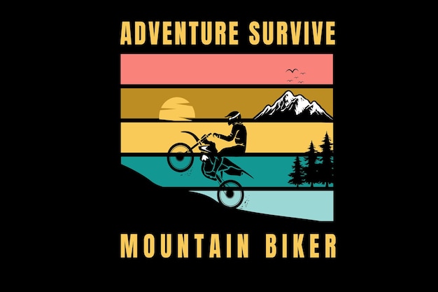 Adventure survive mountain biker color orange yellow and green