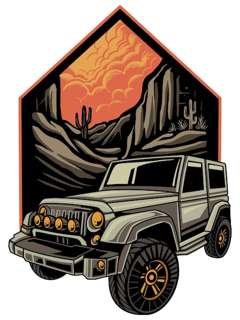 Adventure suv off road illustration