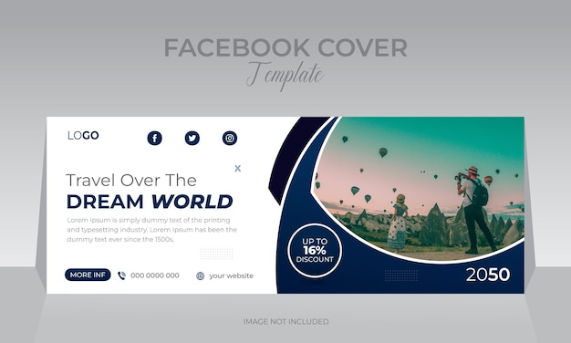 adventure travel social media cover photo design template for tour agent