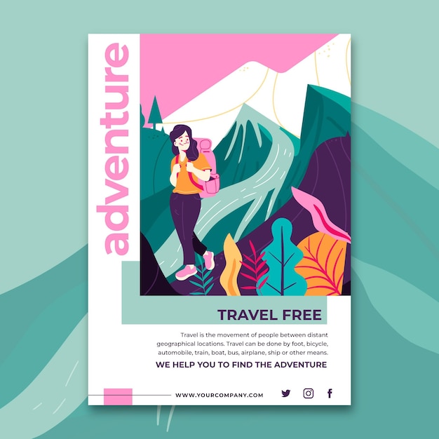 Vector adventure vertical flyer template