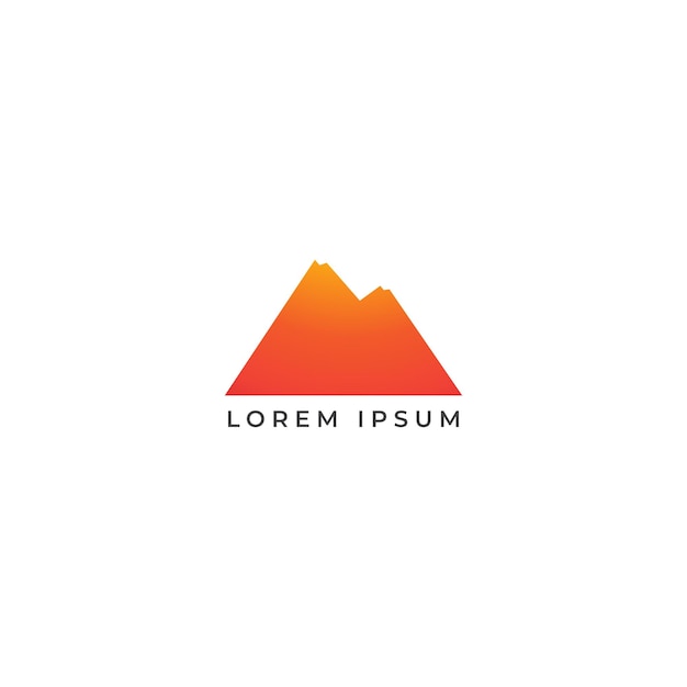 白い色の背景に分離された冒険やアウトドア スポーツのロゴ デザイン テンプレート山のロゴ デザイン コンセプトのシルエット イエロー オレンジ色のグラデーション