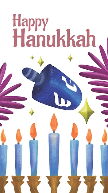 Adverteer Instagram-verhaal voor hanukkah gefeliciteerd waterborstel vector modelontwerp