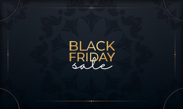 Adverteren voor black friday-uitverkoop in blauw met grieks gouden ornament