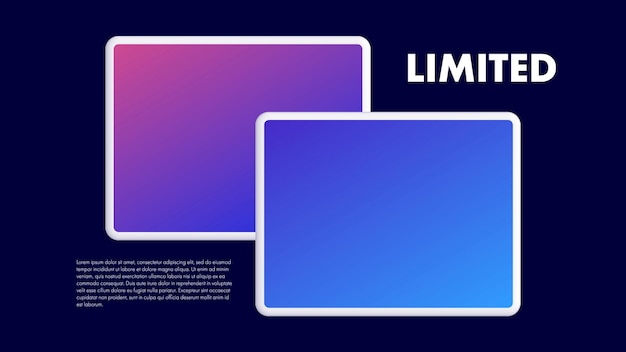 Макет рекламного плаката для технологий и устройств. фиолетовый дизайн темы для веб-страницы. векторная иллюстрация