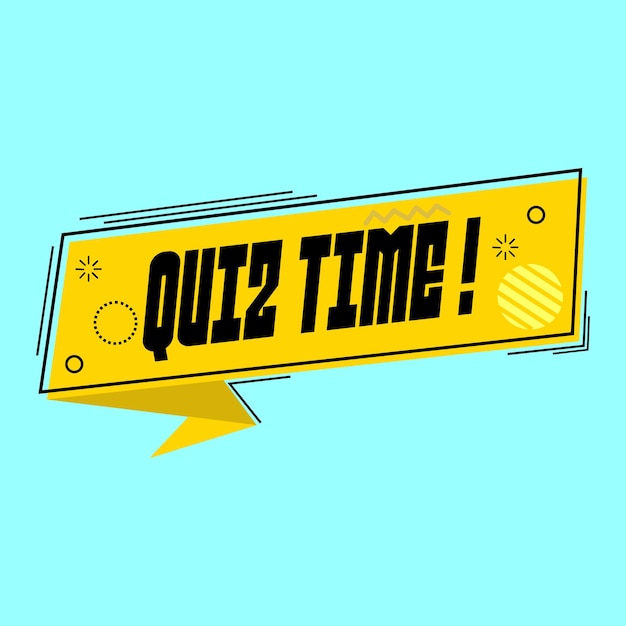 advertising badge with text quiz time Yellow background is used for banner poster design