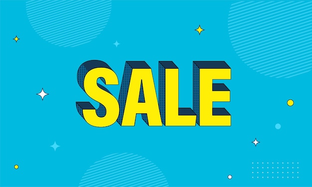 Advertising Banner Design With 3D Yellow Sale Font On Blue Background