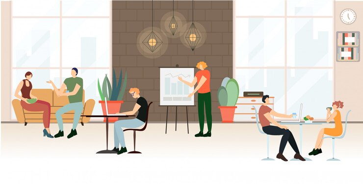 Vector advertising banner office life, cartoon flat  