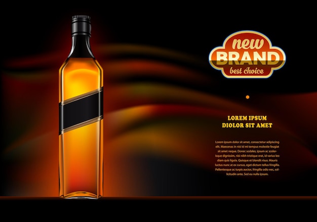 벡터 알코올 제품에 대한 광고 배너 템플릿 로고 및 설명 복사 공간