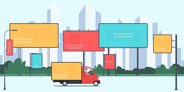 Vector advertising billboard carriers metal structures for advertising