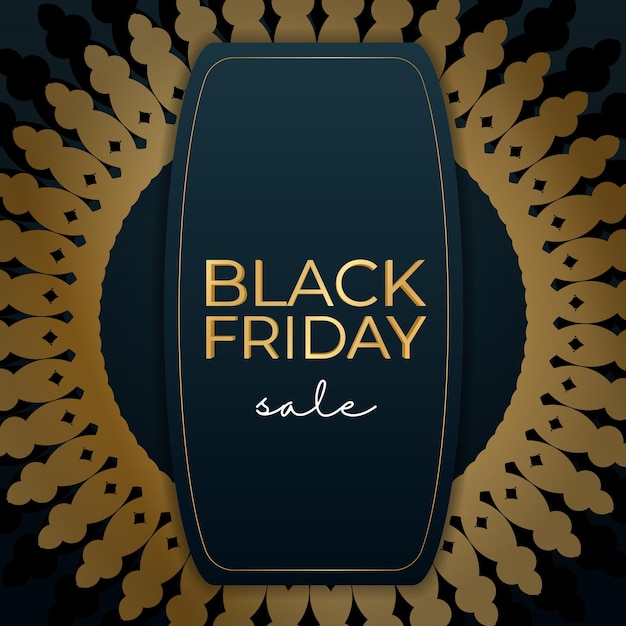 Vector advertising black friday in blue with greek gold pattern