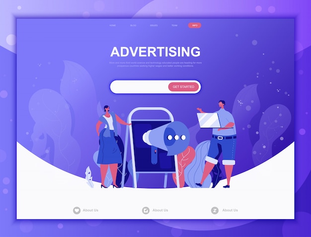 Advertising flat concept, landing page web template