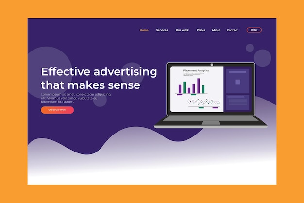 Advertising landing page for digital marketing premium vector