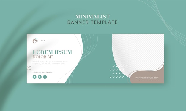 Advertising minimalist banner template design in teal and white color.