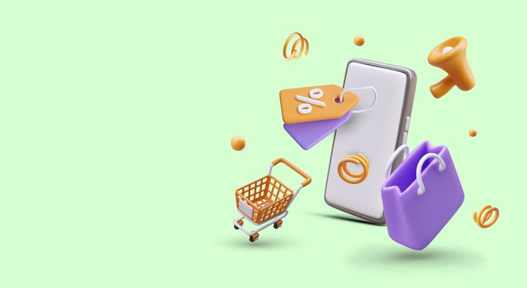 Vector advertising of phone application for online shopping