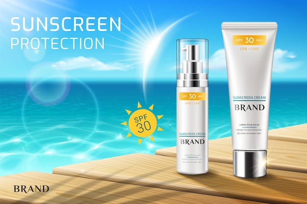 Advertising for sunscreen cream and spray