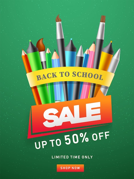 Modello di pubblicità o design flyer con matita colorata