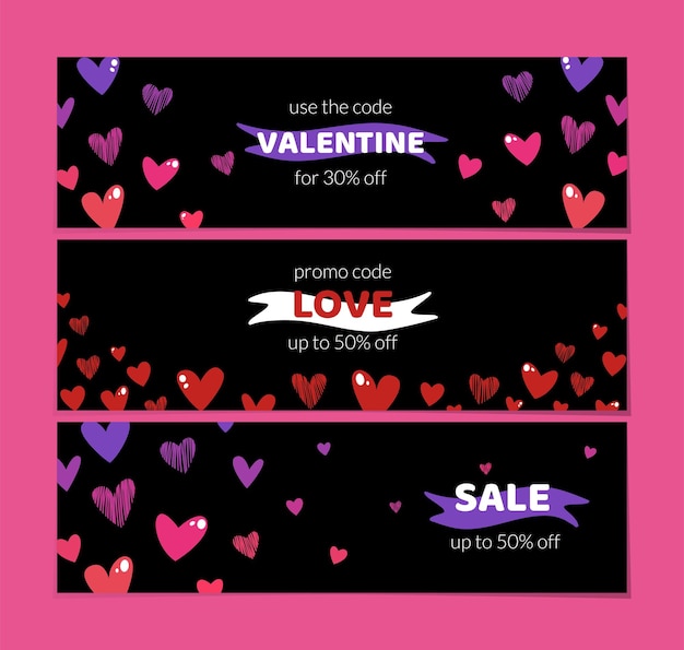 Vector advertising web banner set for valentine's day