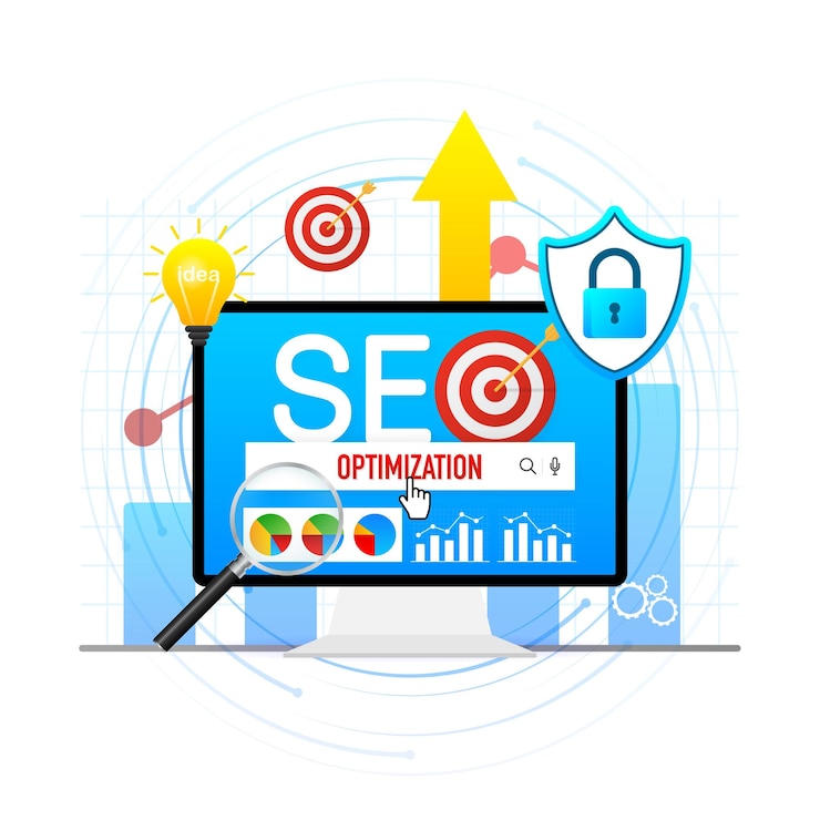 Vector advertising with seo for web marketing design social media flat icon