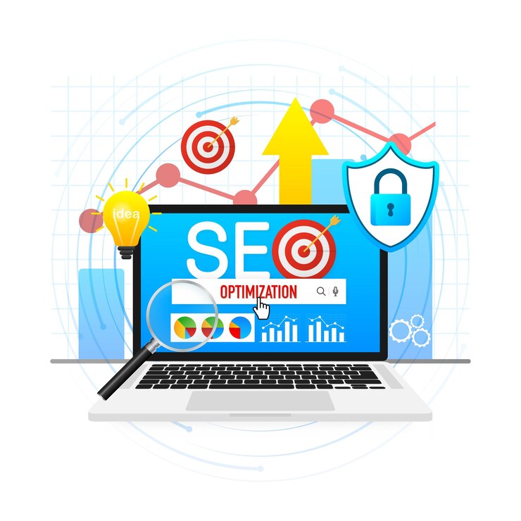 Vector advertising with seo for web marketing design social media flat icon